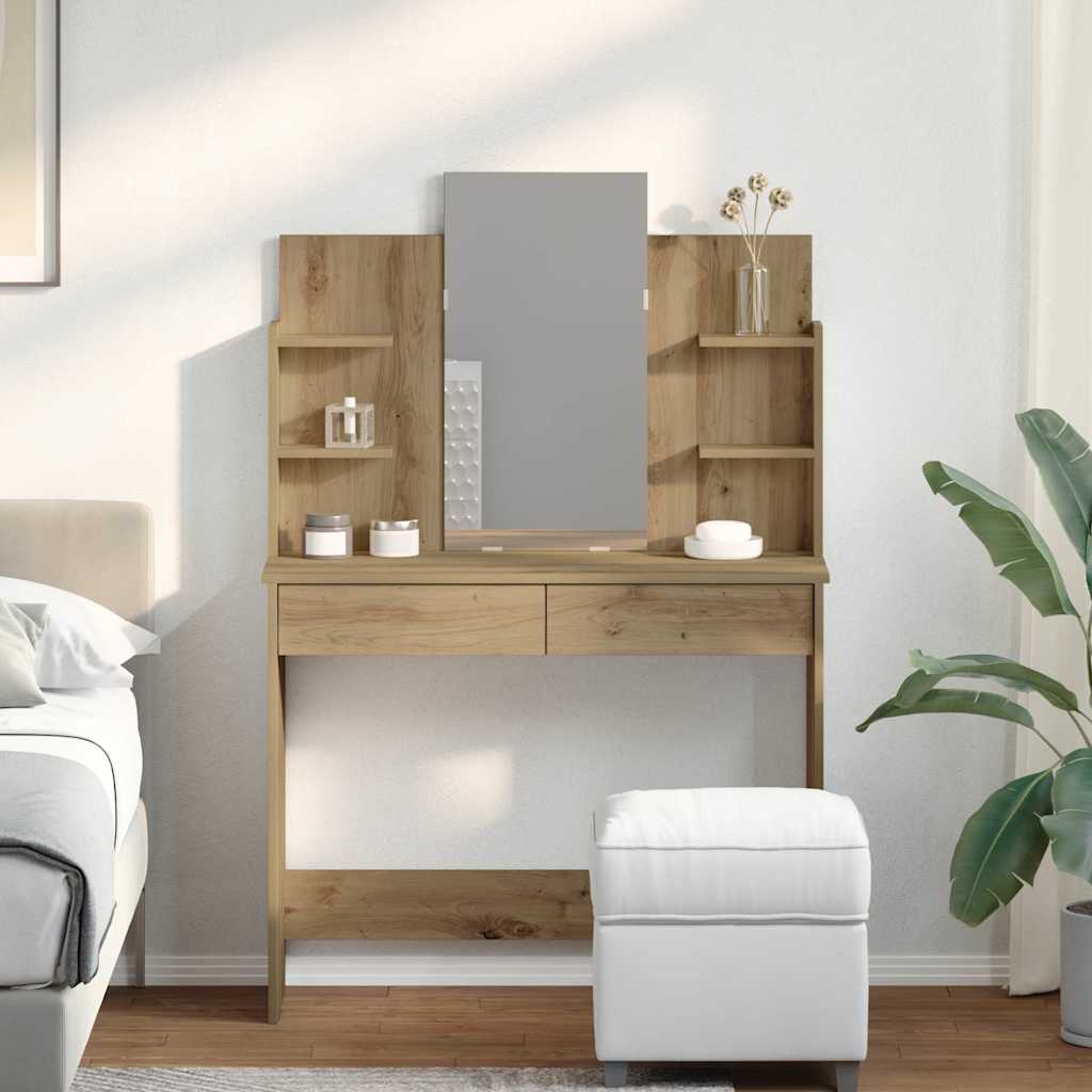 Toucador com espelho 96x39x142 cm cor carvalho artisiano