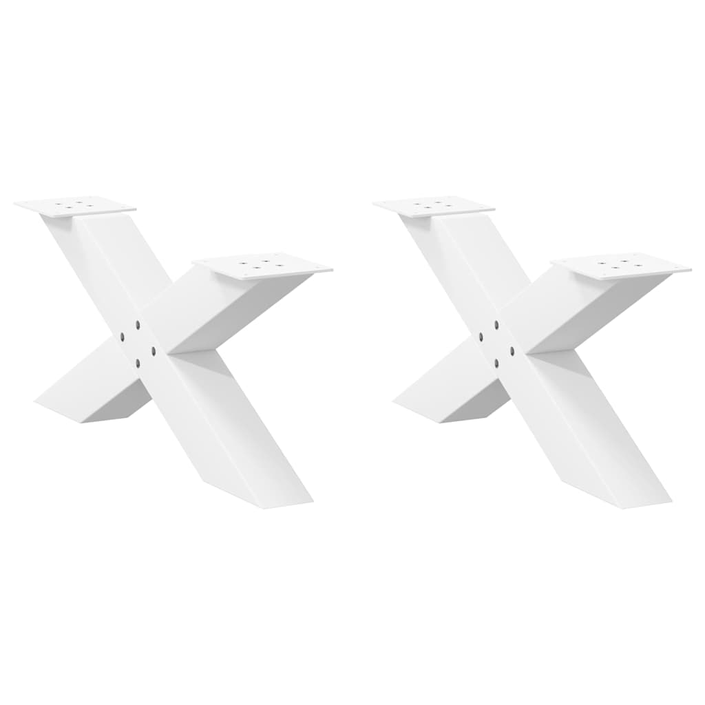 Pés para mesa de centro em formato de x, 2 peças, branco, 70x (30-31) cm, aço