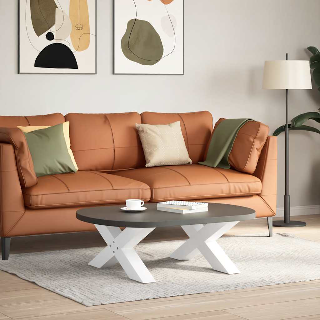 Pés para mesa de centro em formato de x, 2 peças, branco, 70x (30-31) cm, aço