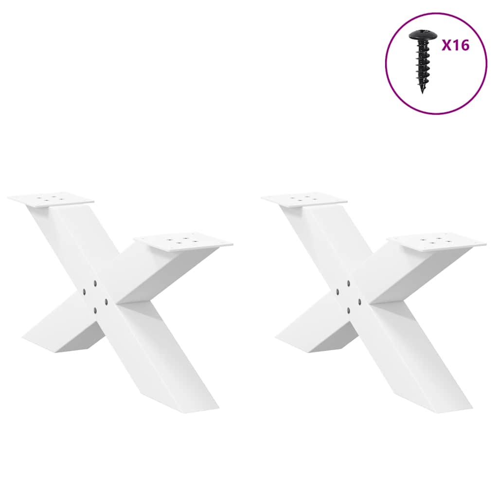 Pés para mesa de centro em formato de x, 2 peças, branco, 70x (30-31) cm, aço