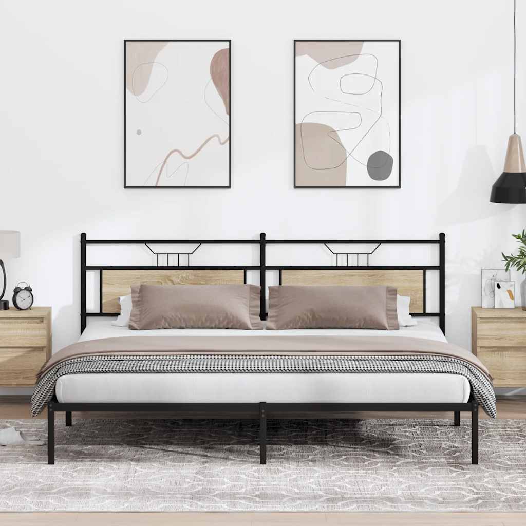 Estrutura de cama sem colchão 193x201 cm carvalho sonoma