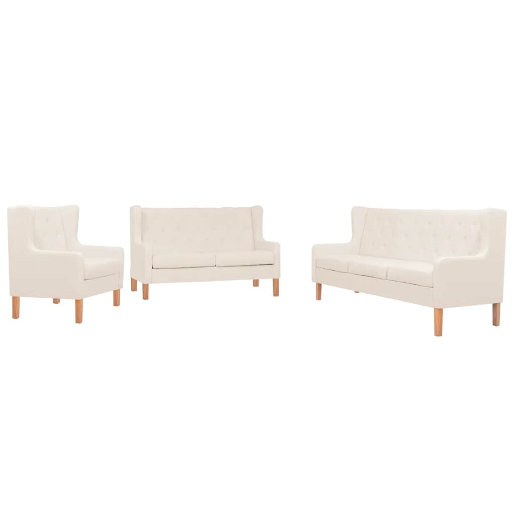 Conjunto de sofás 3 pcs tecido branco nata
