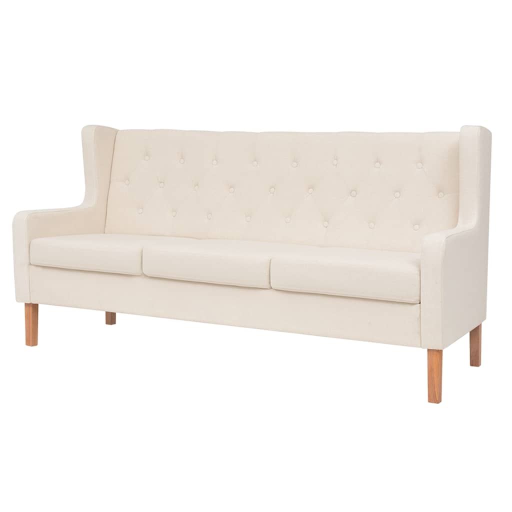 Conjunto de sofás 3 pcs tecido branco nata