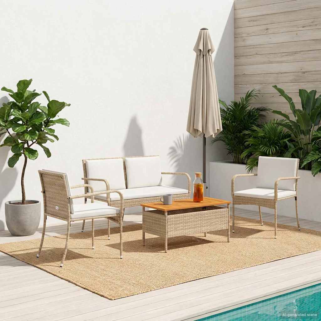 Conjunto para jardim bege vime PE