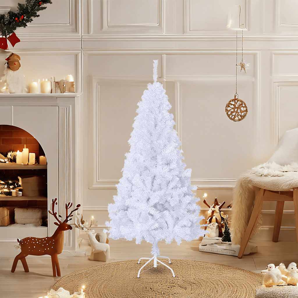 Árvore de natal artificial com ramos grossos 120 cm PVC branco