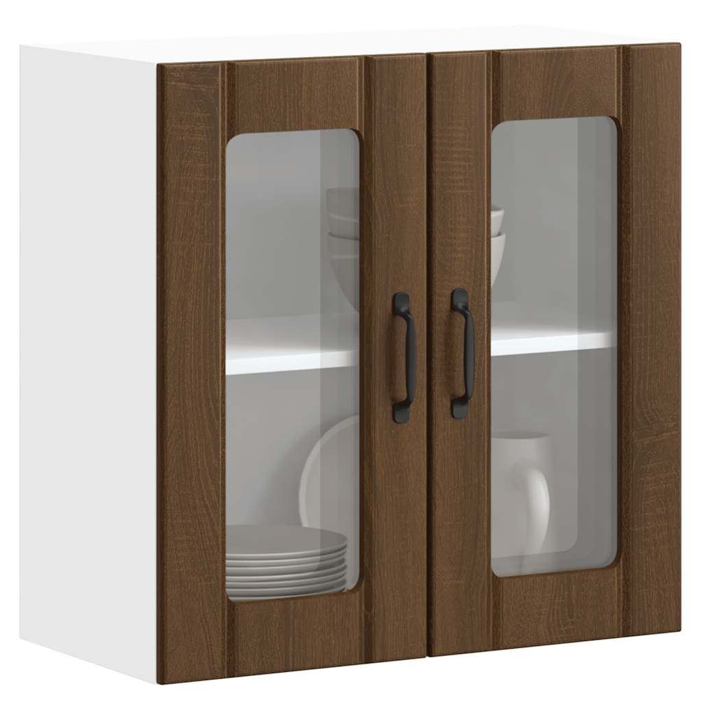 Armário de parede cozinha porta vidro lucca carvalho castanho