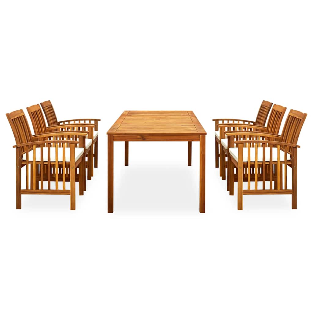 7 Pcs conjunto de jantar p/ jardim c/ almofadões acácia maciça