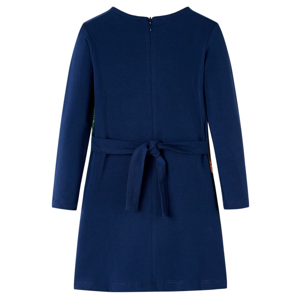 Vestido de manga comprida para criança azul-marinho 128