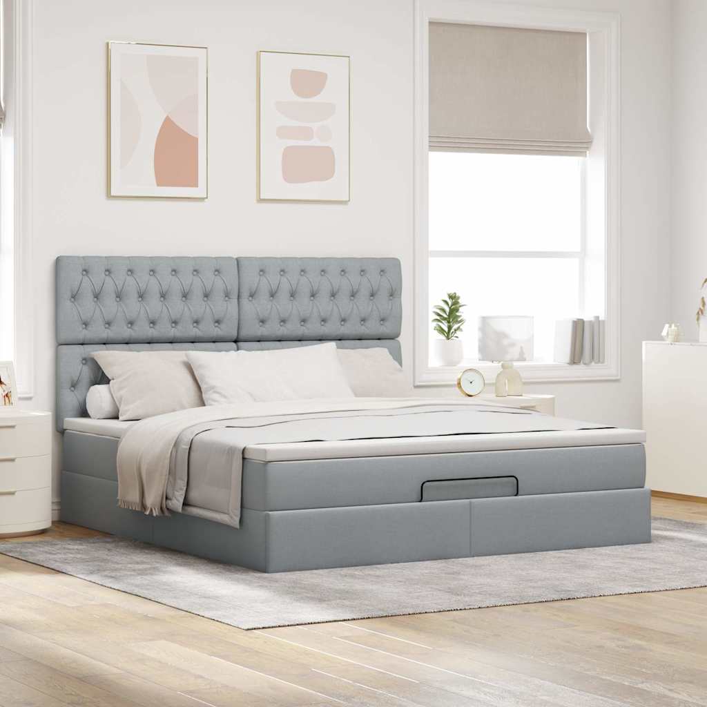 Estrutura de cama otomana com colchão 180x200 cm cinzento claro