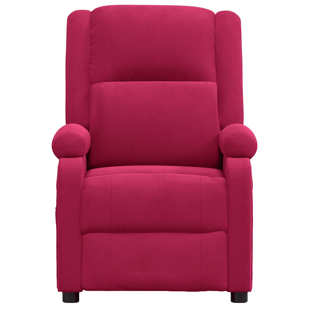 Poltrona reclinável veludo vermelho tinto