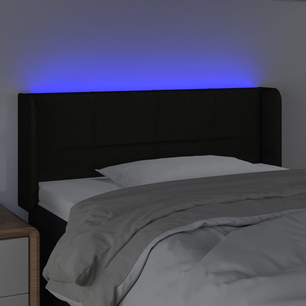 Cabeceira de cama c/ luzes LED tecido 83x16x78/88 cm preto