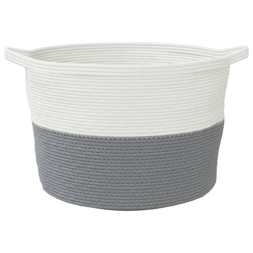 Cesto de arrumação ø60x36 cm algodão cinzento e branco