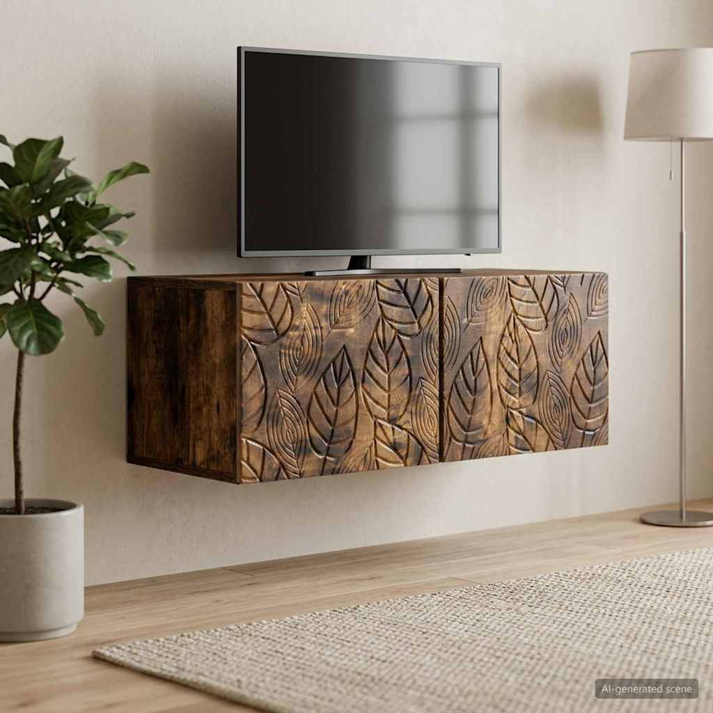 Gabinete de TV de parede 59,5 x 31 cm carvalho fumado