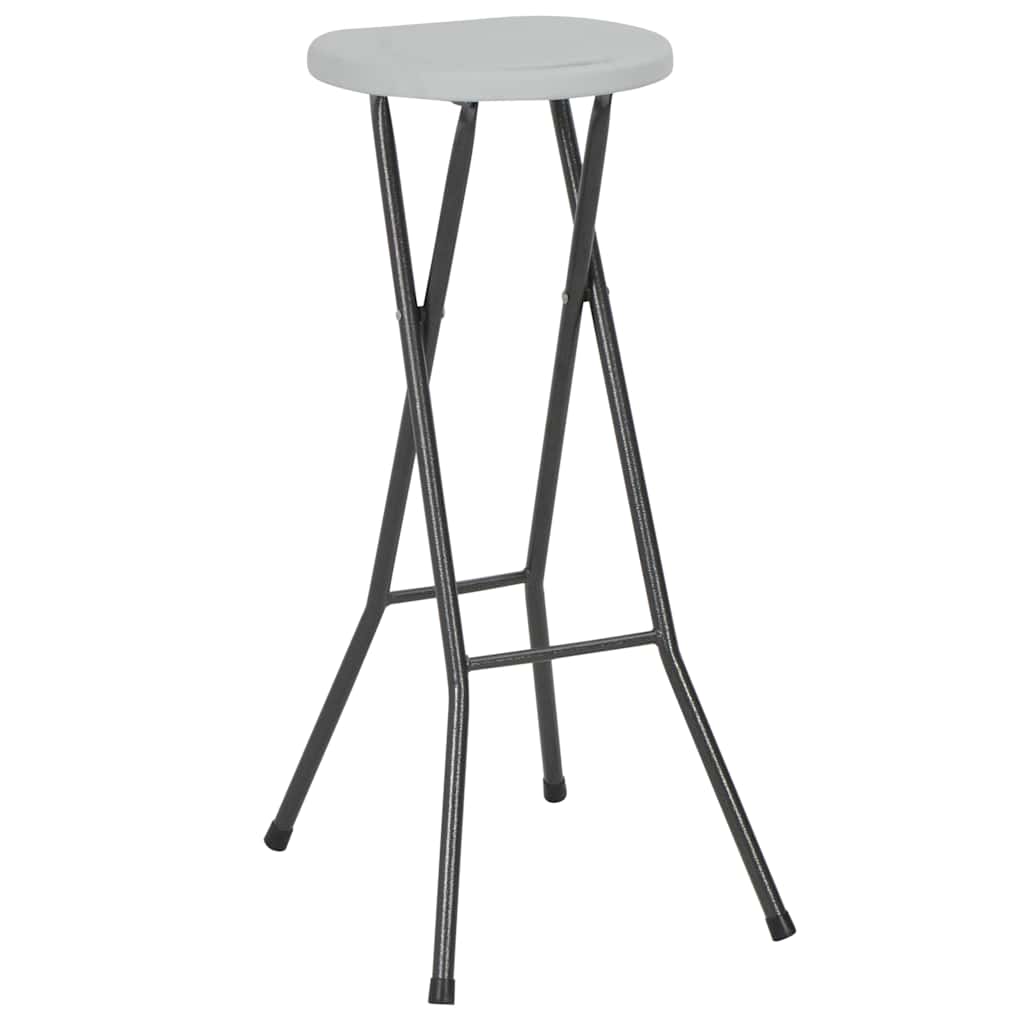 Bancos de bar dobráveis 2 pcs pead e aço branco