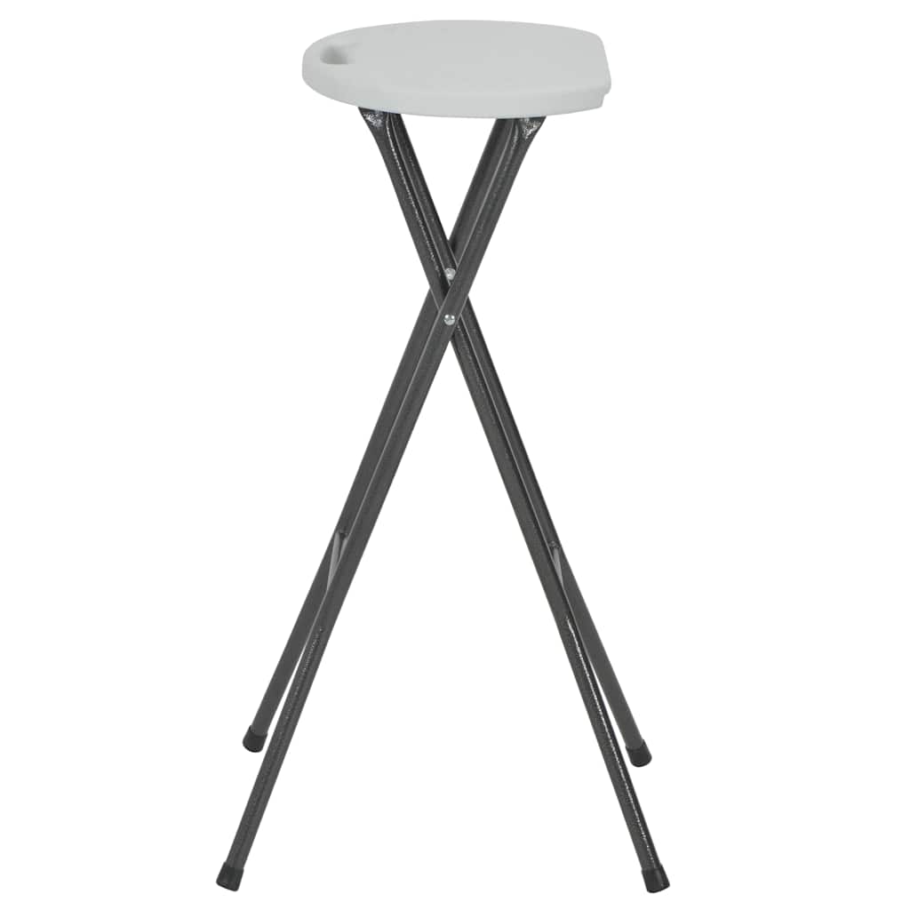 Bancos de bar dobráveis 2 pcs pead e aço branco