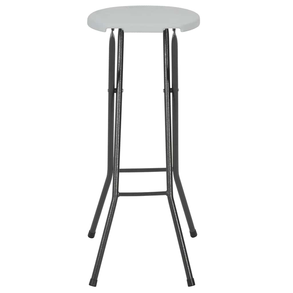 Bancos de bar dobráveis 2 pcs pead e aço branco