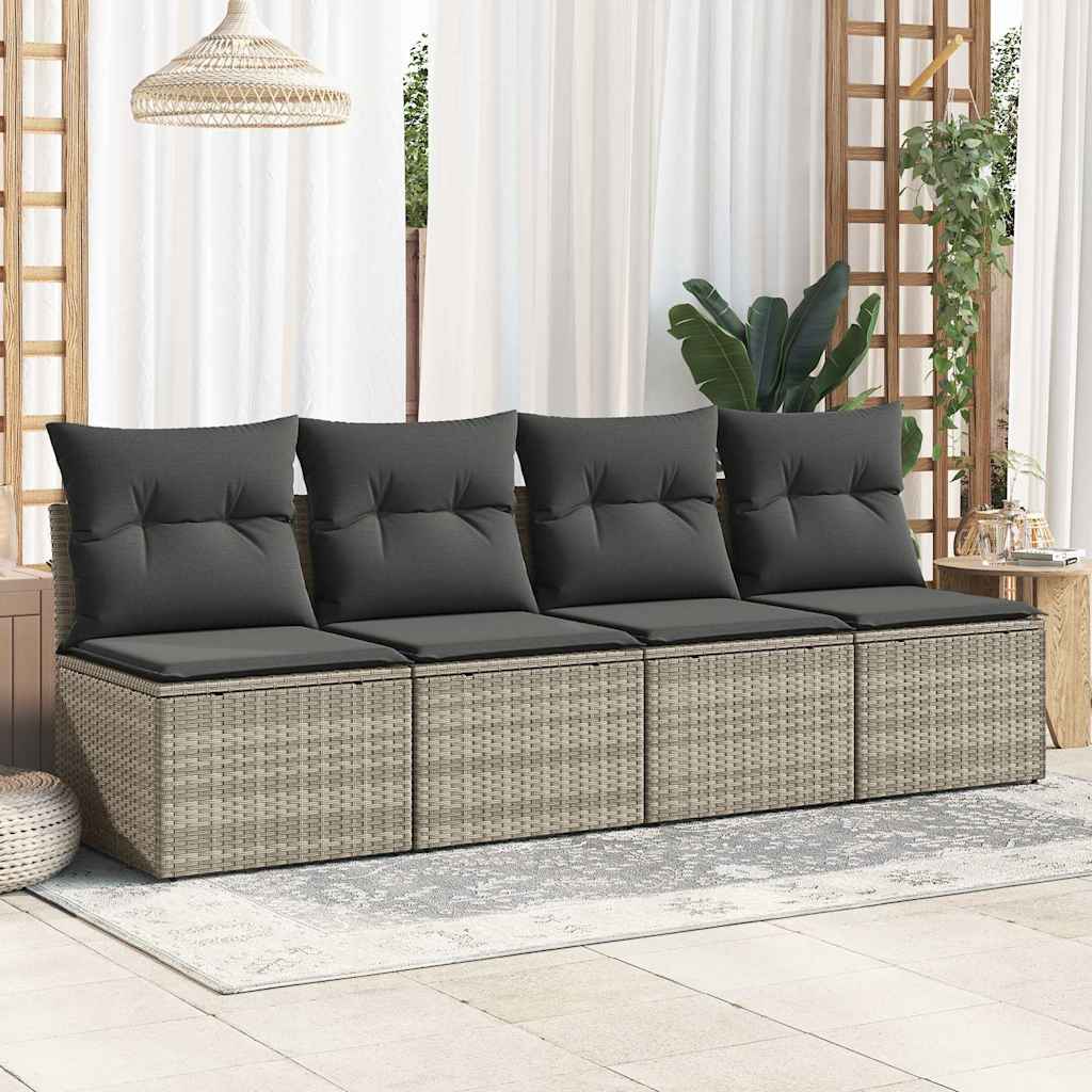 2 Pcs conjunto sofás de jardim c/ almofadões acácia e vime PE