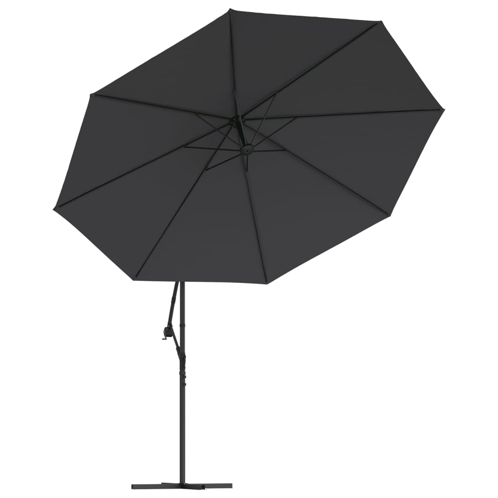 Guarda-sol de jardim cantilever c/ poste alumínio 350 cm preto