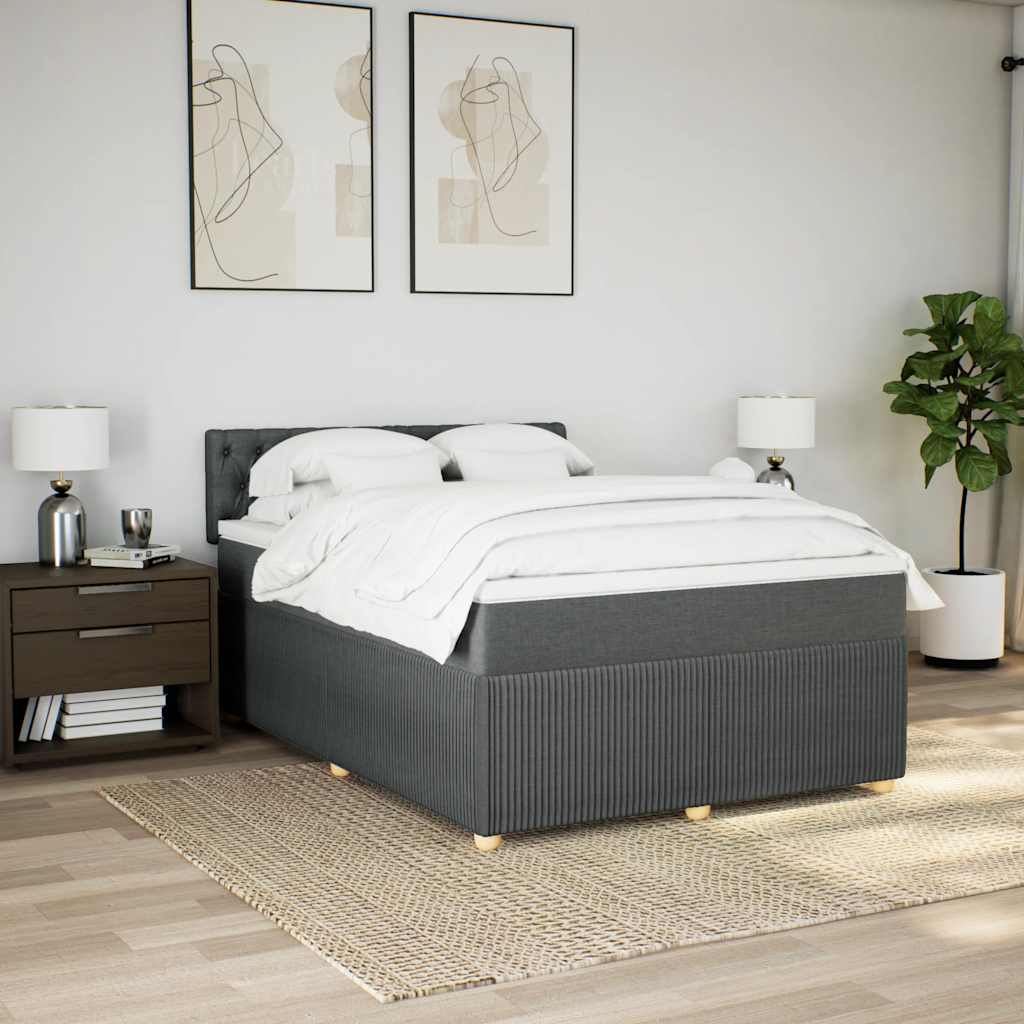 Cama com molas/colchão 140x190 cm tecido cinzento-escuro