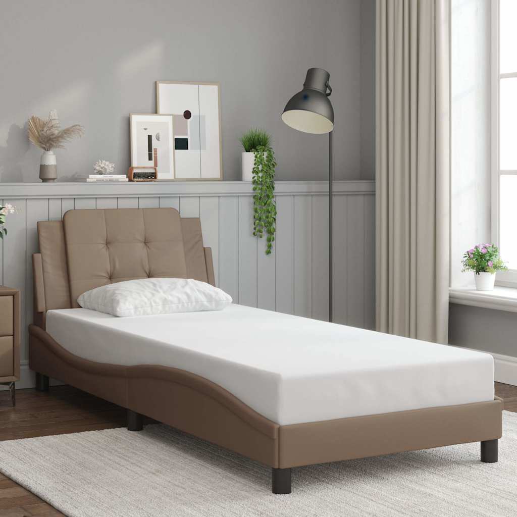 Estrutura de cama sem colchão zadar 100x200 cm couro artificial cappuccino