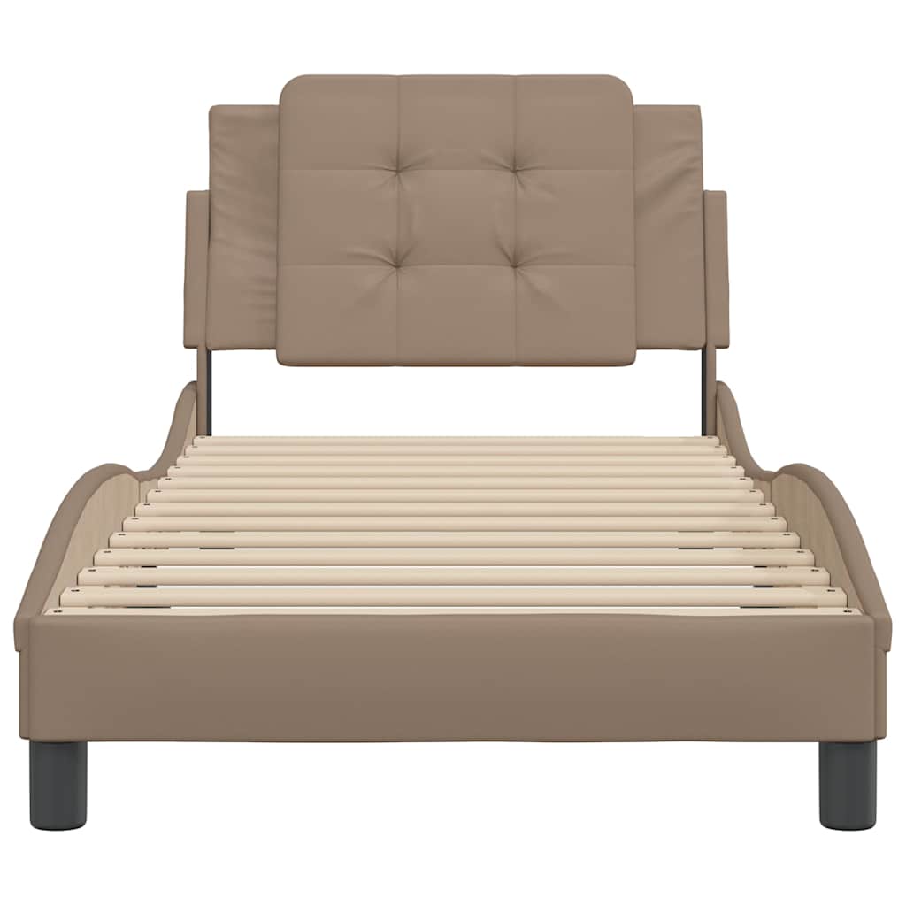 Estrutura de cama sem colchão zadar 100x200 cm couro artificial cappuccino