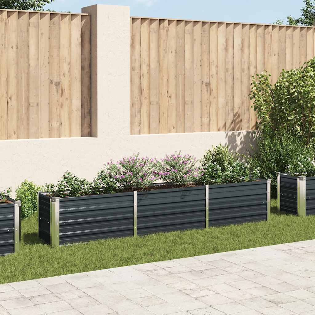 Canteiro elevado jardim aço galvanizado 240x40x45 cm antracite