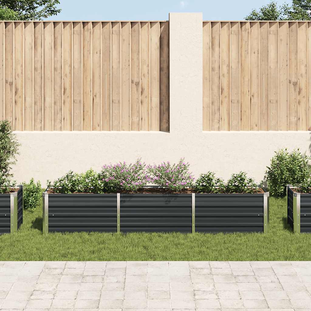 Canteiro elevado jardim aço galvanizado 240x40x45 cm antracite
