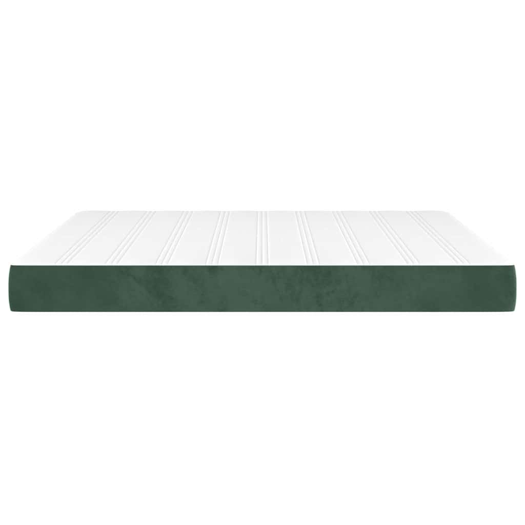 Colchão de molas ensacadas firmeza média 160x220x20 cm veludo verde-escuro
