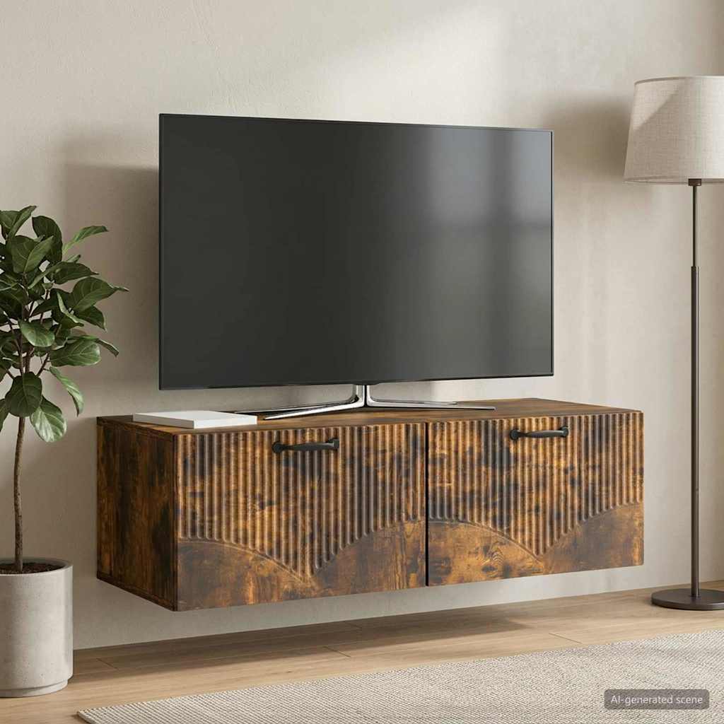 Gabinete de TV de parede carvalho fumado 98 x 41 x 30 cm