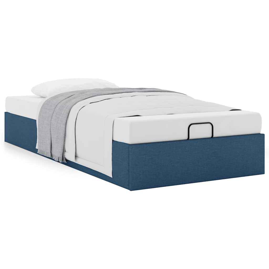 Estrutura de cama otomana sem colchão 90x200 cm tecido azul