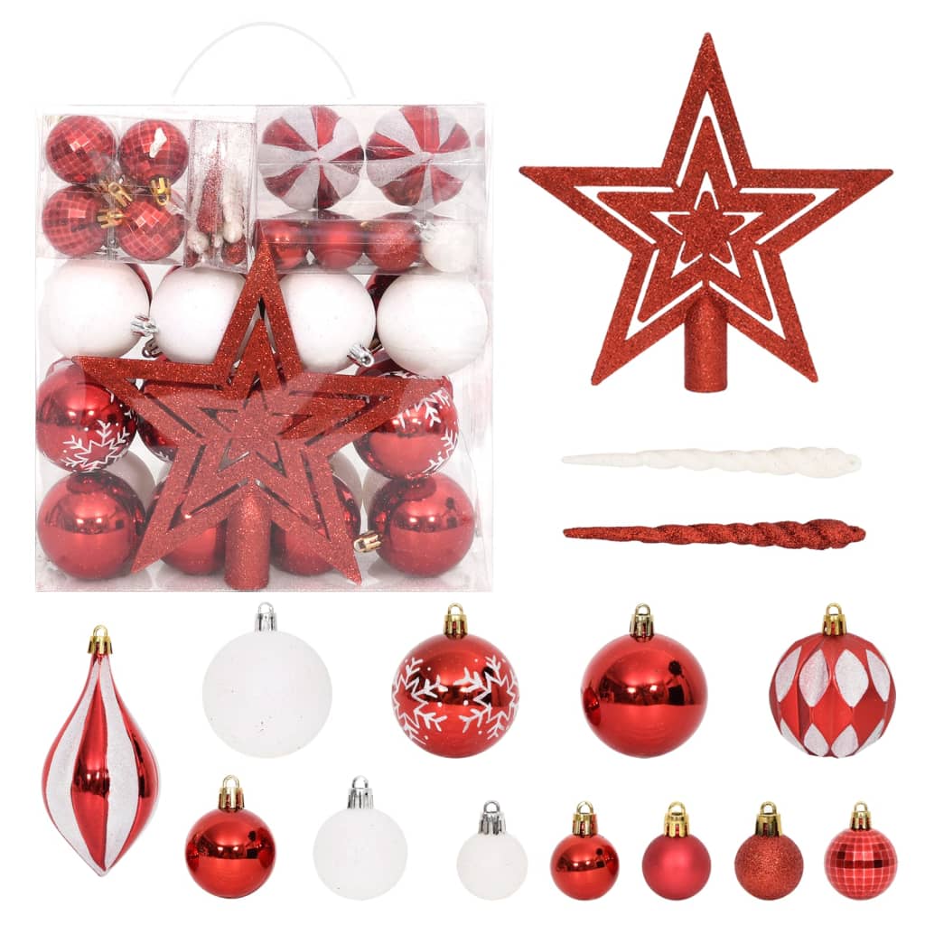 64 Pcs conjunto de enfeites de natal rosa/vermelho/branco