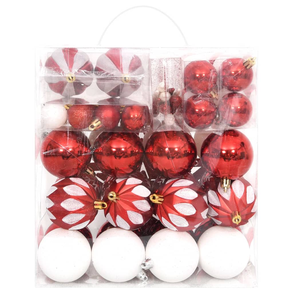 64 Pcs conjunto de enfeites de natal rosa/vermelho/branco