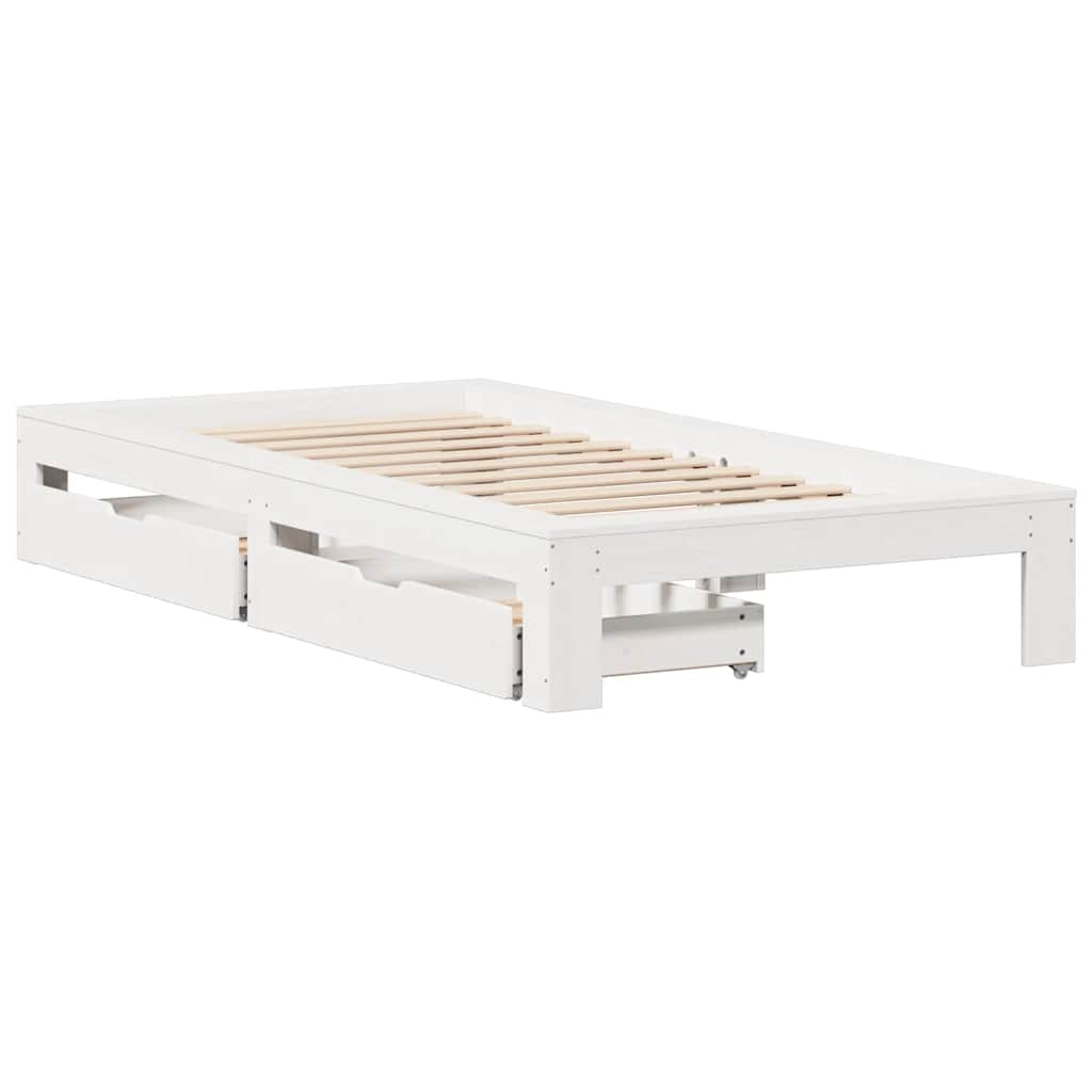 Cama sem colchão 75x190 cm madeira de pinho maciça branco