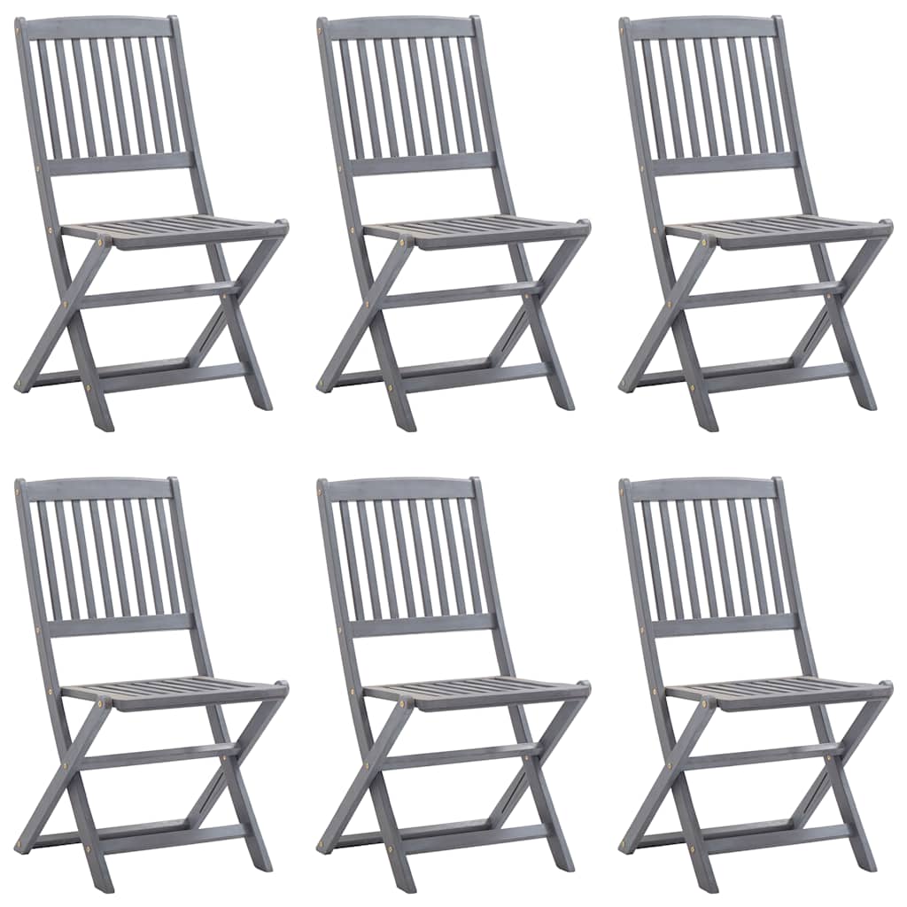 Cadeiras exterior dobráveis c/ almofadões 6 pcs acácia maciça