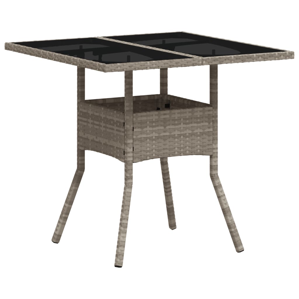 5 Pcs conjunto jantar jardim c/ almofadões PE/vidro cinza claro