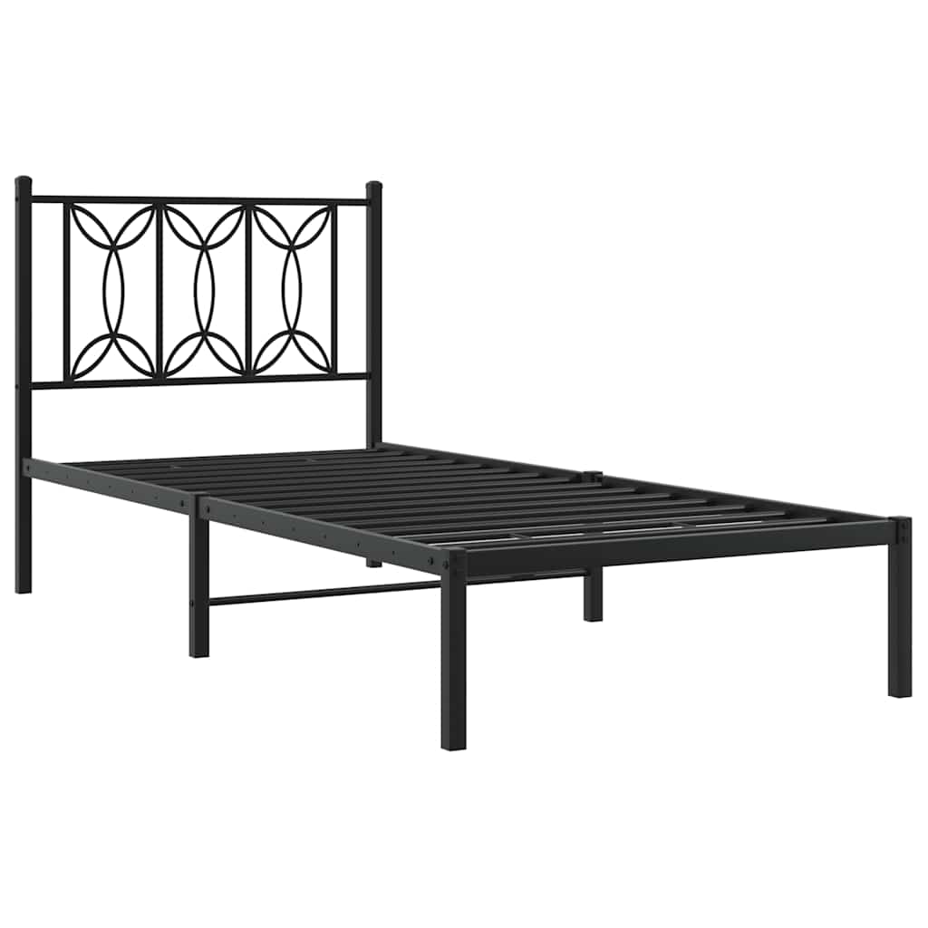 Estrutura de cama com cabeceira 90x200 cm metal preto