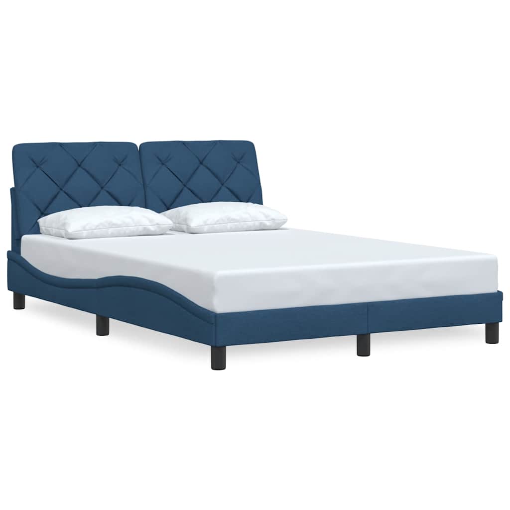 Estrutura de cama sem colchão 140x190 cm tecido azul