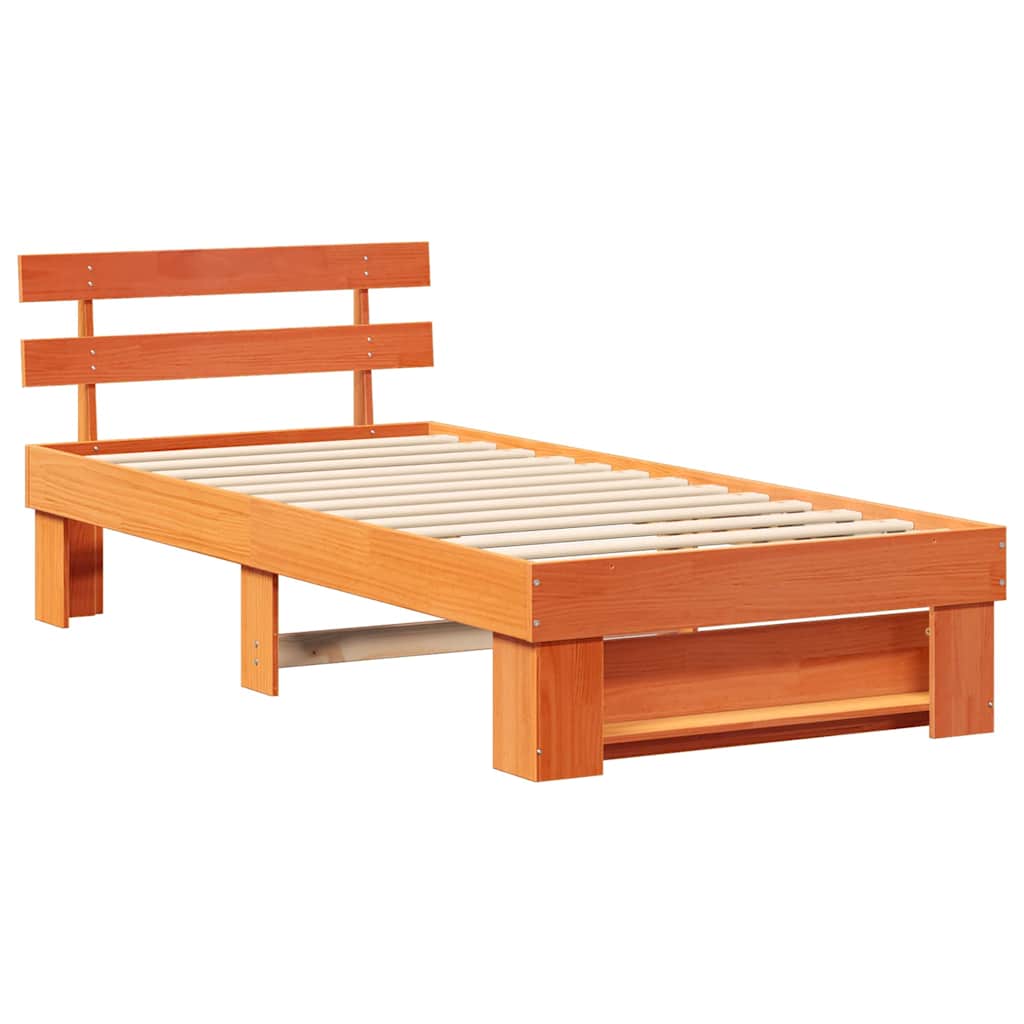 Estrutura da cama com cabeceira marrom cera 75 x 190 cm