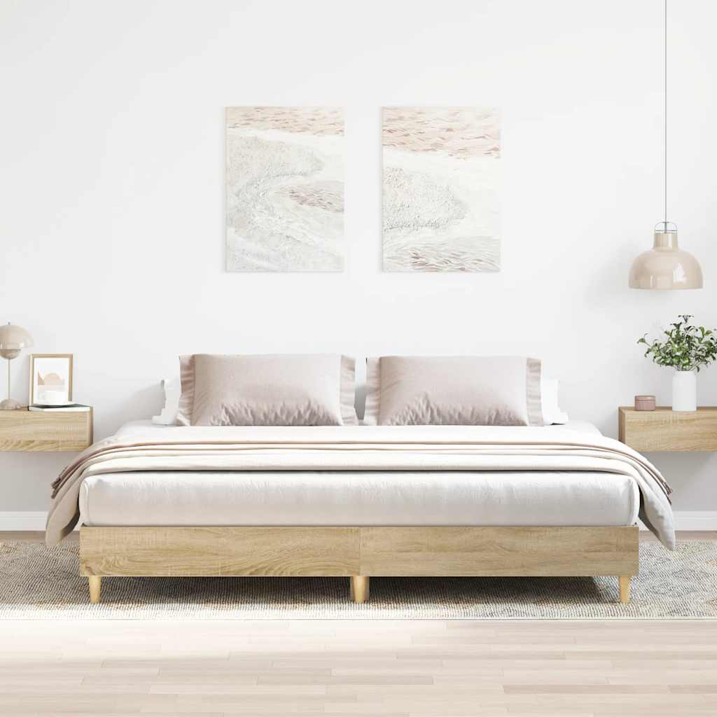 Estrutura de cama sem colchão 200x200 cm carvalho sonoma