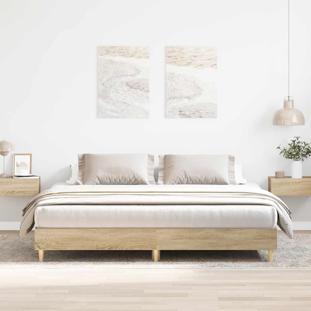 Estrutura de cama sem colchão 200x200 cm carvalho sonoma