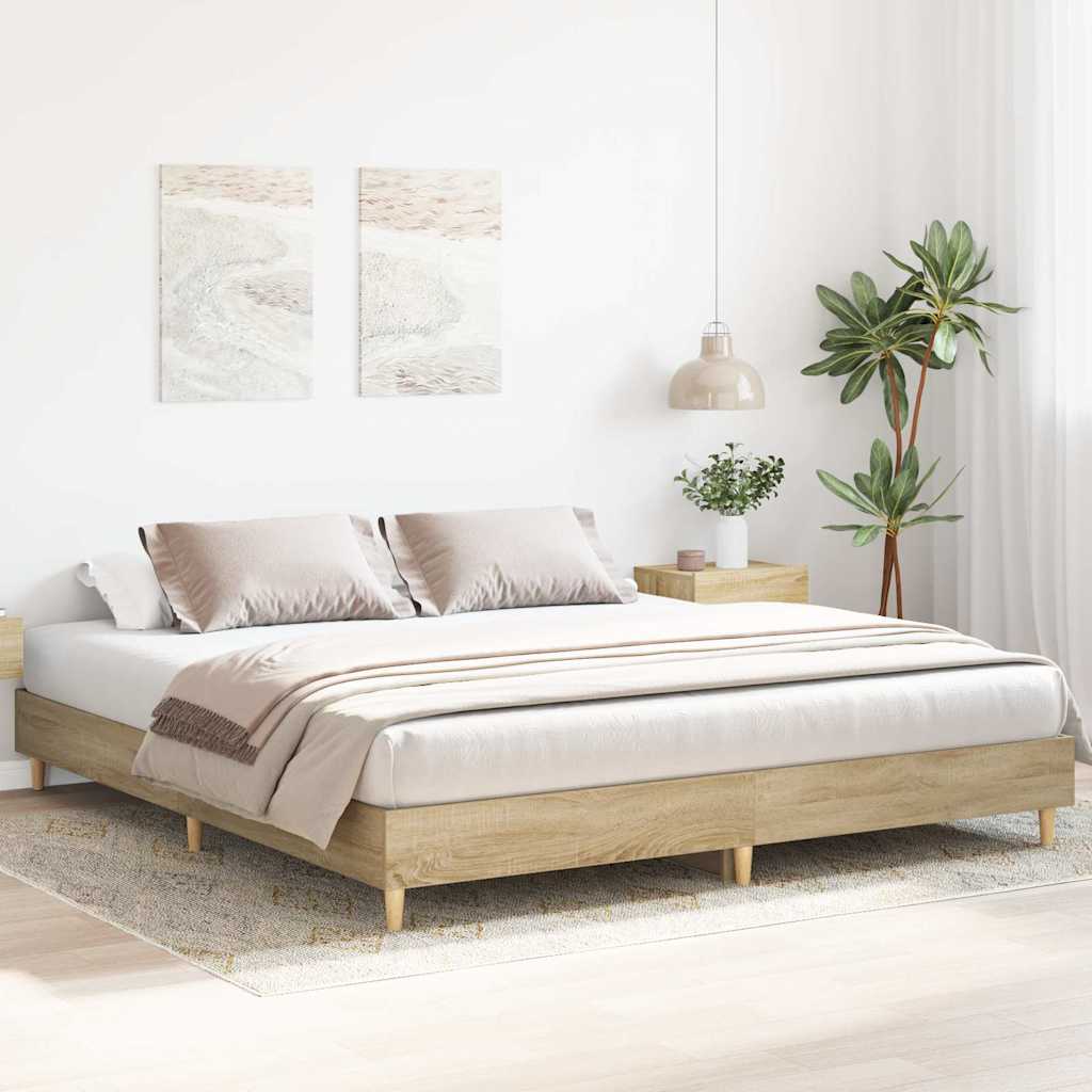 Estrutura de cama sem colchão 200x200 cm carvalho sonoma