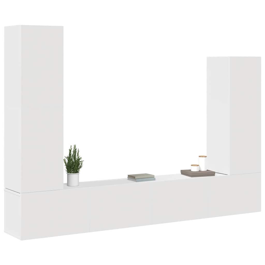 Conjunto móveis de TV 4 pcs madeira processada branco