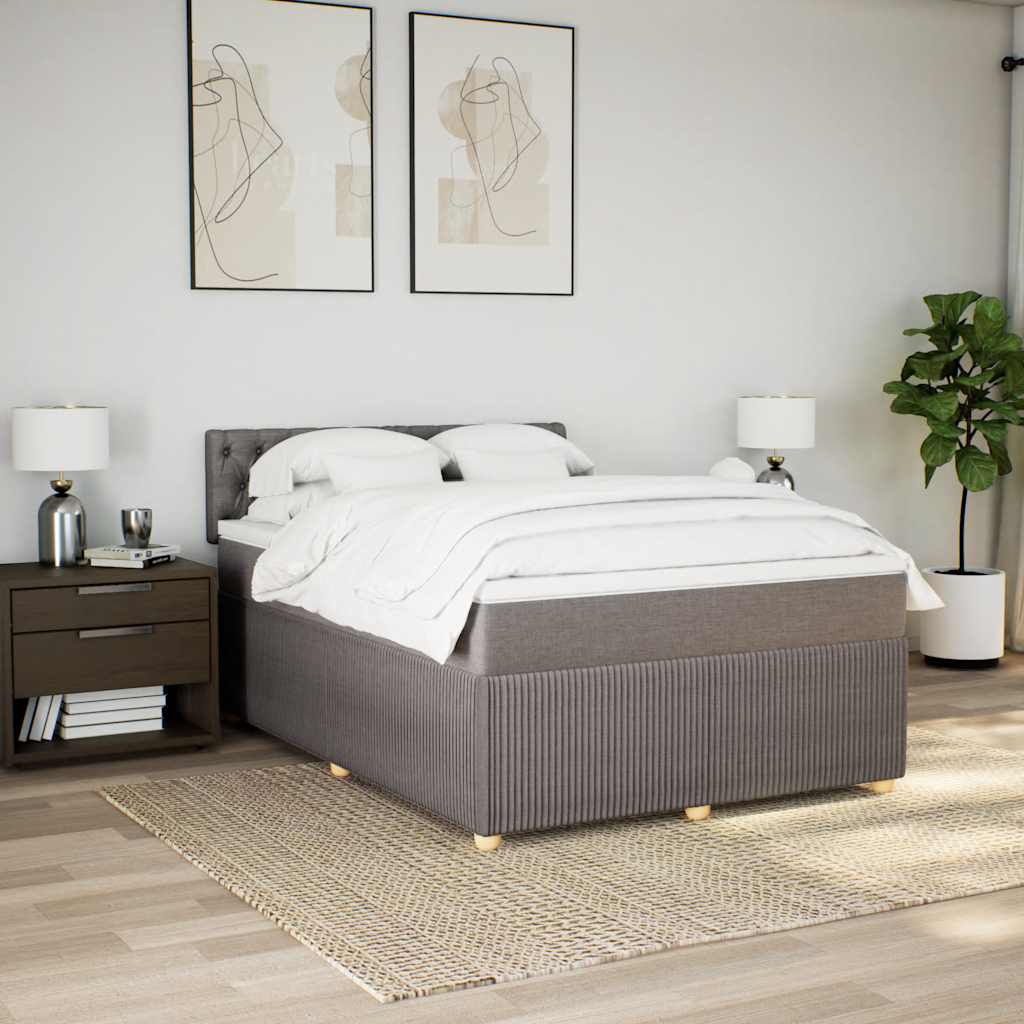 Cama com molas/colchão 160x200 cm tecido castanho-acinzentado