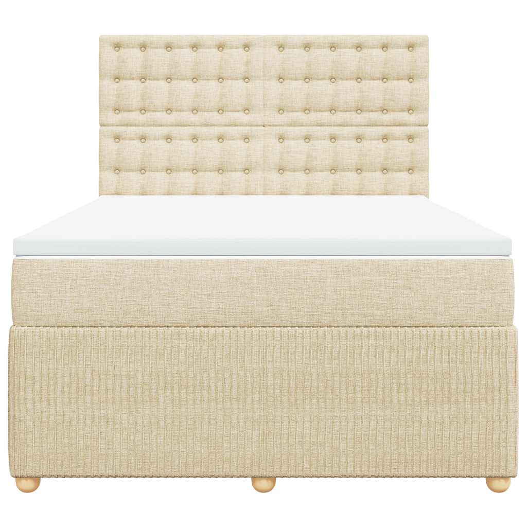 Cama com molas/colchão 160x200 cm tecido cor creme