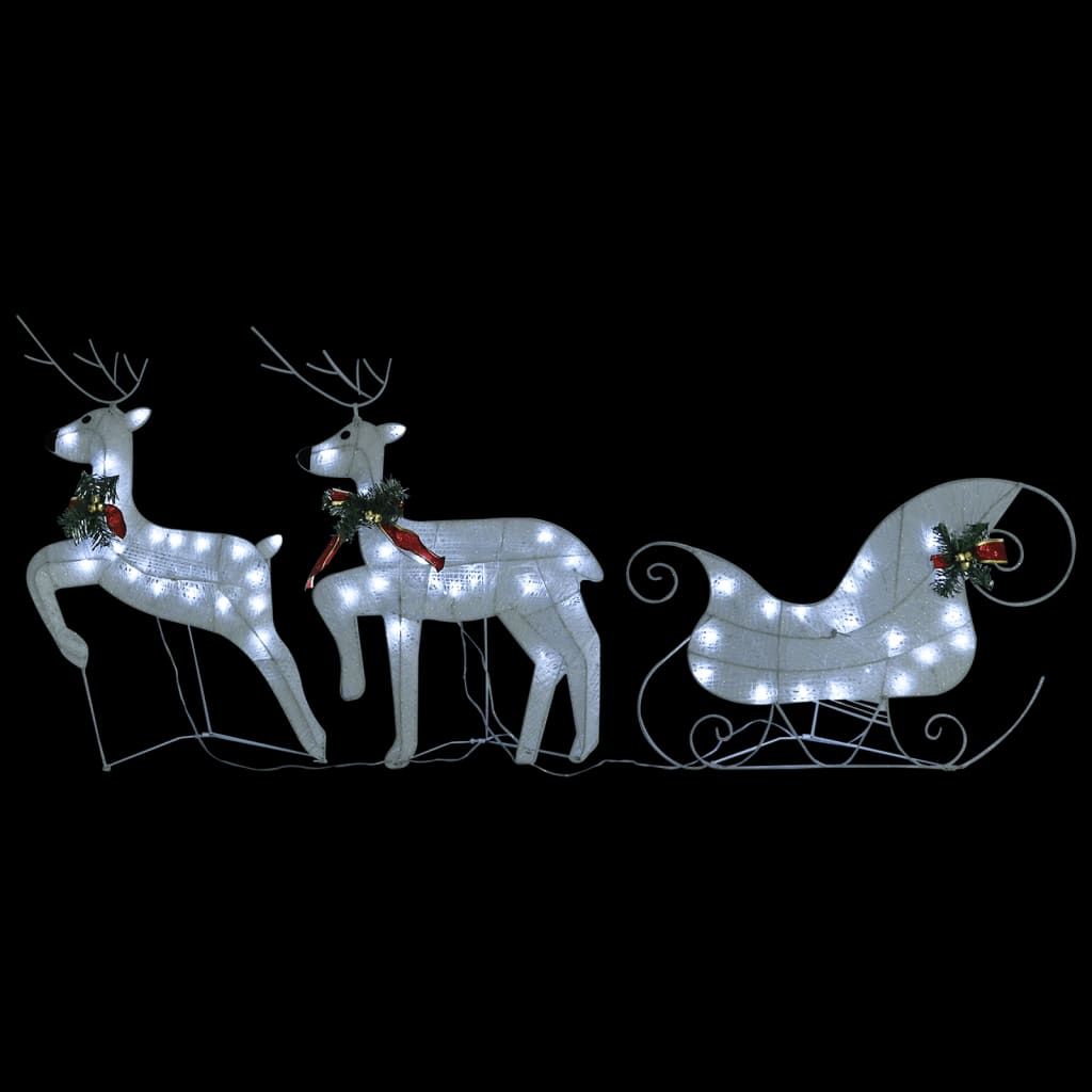 Decoração de natal renas/trenó p/ exterior 100 luzes LED branco