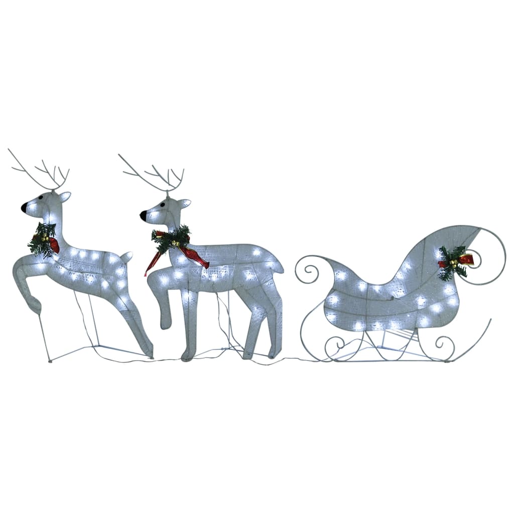 Decoração de natal renas/trenó p/ exterior 100 luzes LED branco
