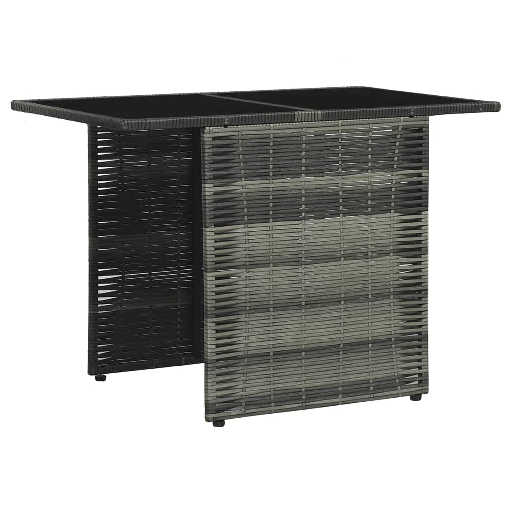 3 Pcs conjunto bistrô com almofadões vime PE cinzento