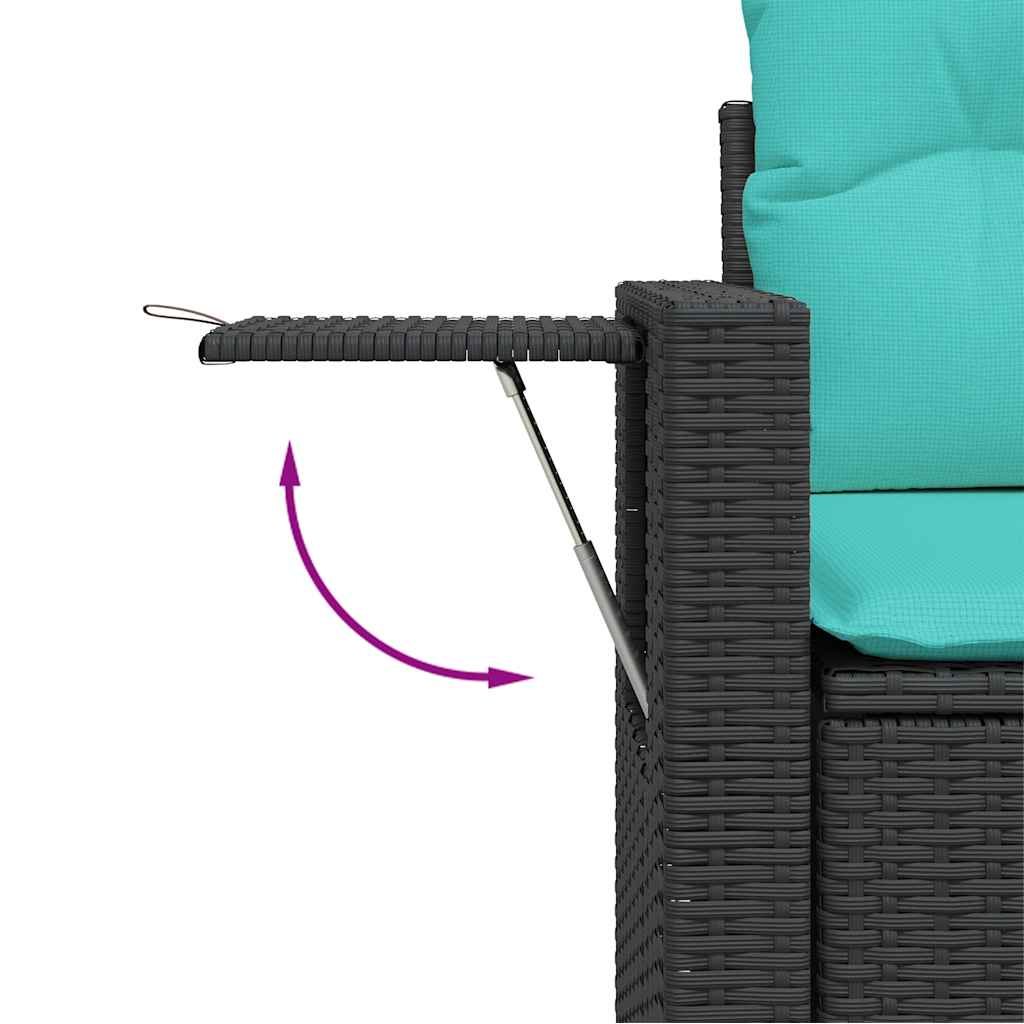 Conjunto de sofá de jardim com 6 peças e almofadas em rattan sintético preto