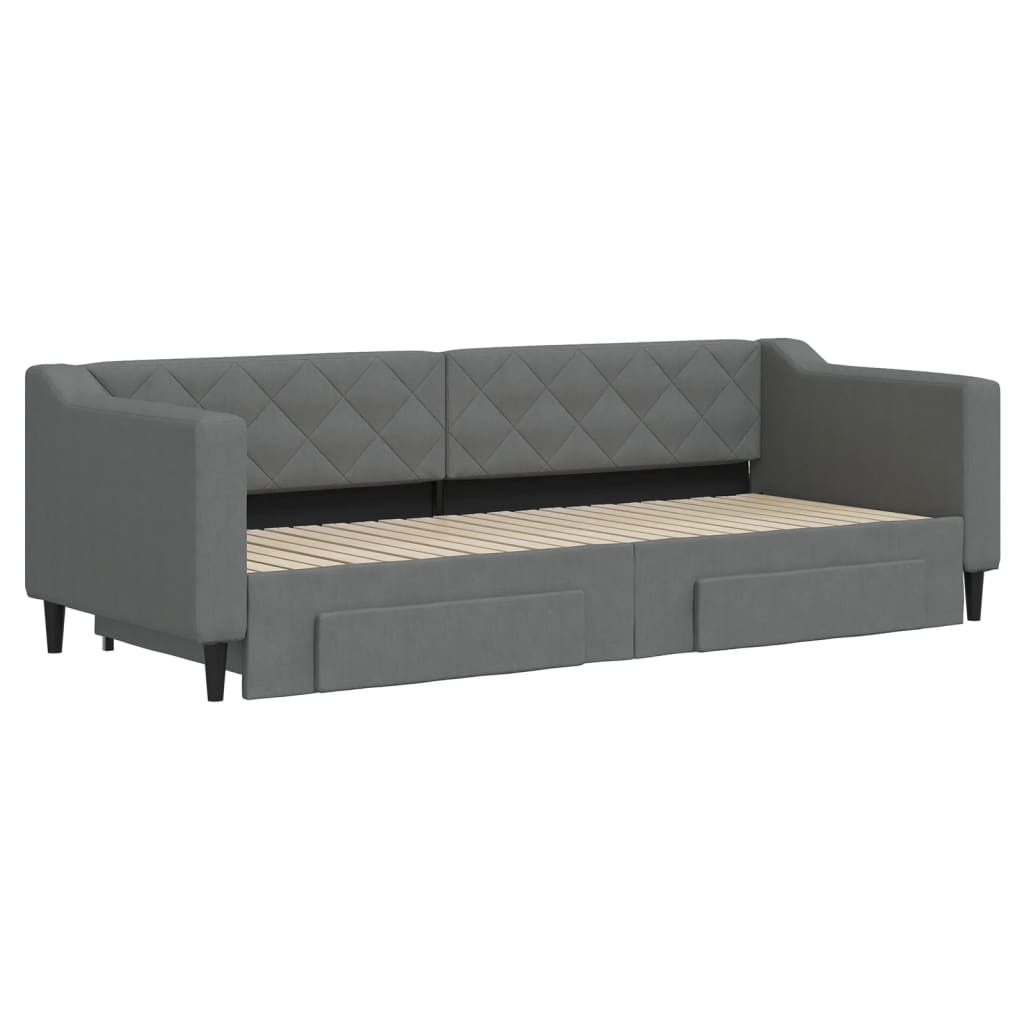 Sofá-cama c/ gavetão e gavetas 80x200 cm tecido cinzento-escuro