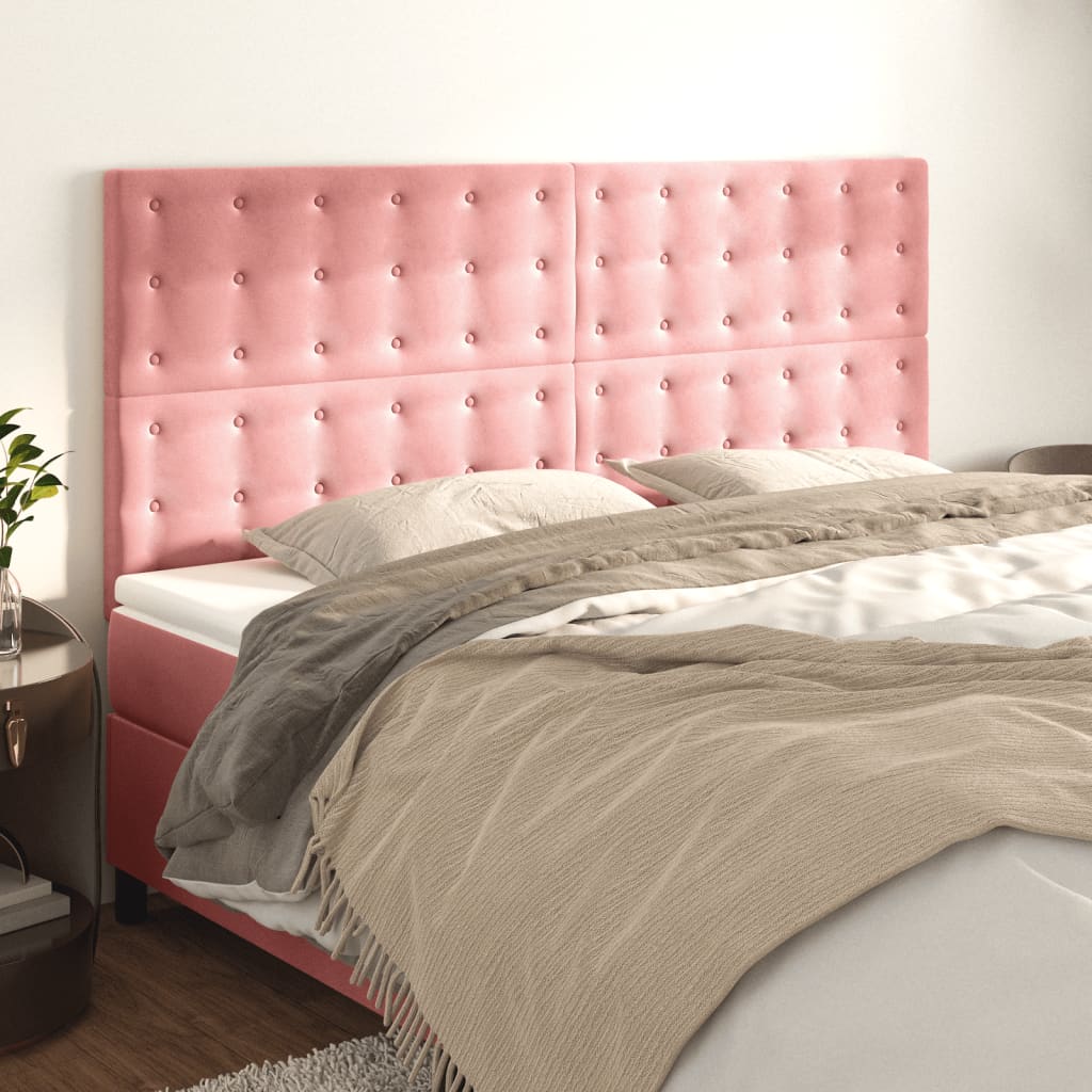 Cabeceira rosa 160x5x118/128 cm veludo